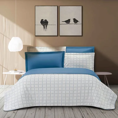 سرویس ملحفه ساتن کیسه ای دورا سرمه ای