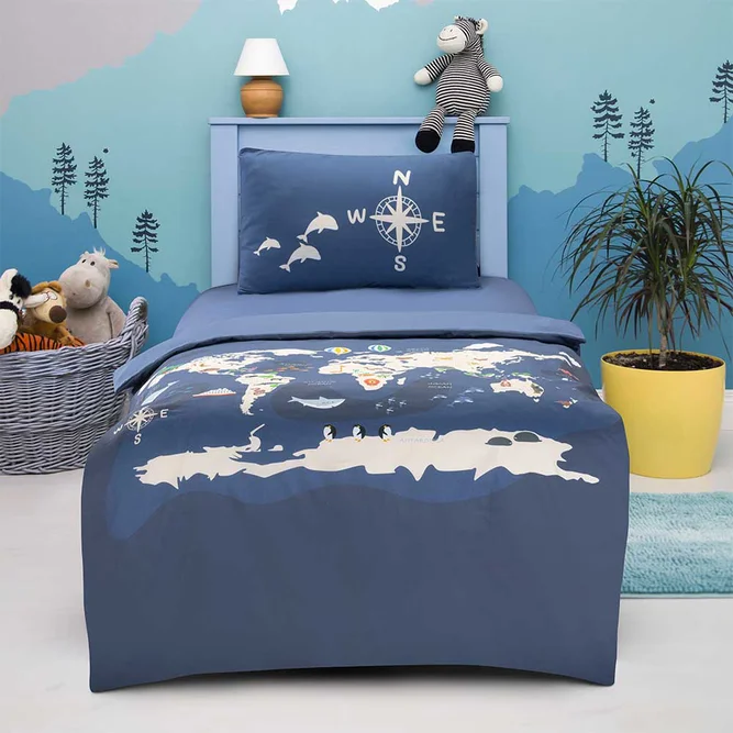 سرویس ملحفه بچگانه 3 تکه یونیورس سرمه ای