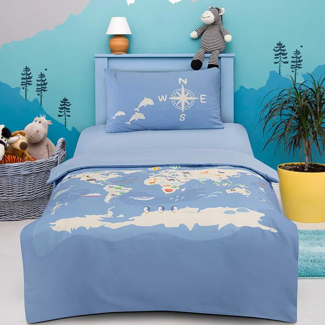 سرویس ملحفه بچگانه 3 تکه یونیورس آبی