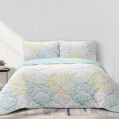 لحاف طرح‌دار با رویه بالش آیدن سبز