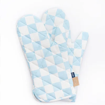 دستکش فر چهارخانه آبی
