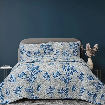 لحاف طرح‌دار با رویه بالش لاویا آبی طوسی