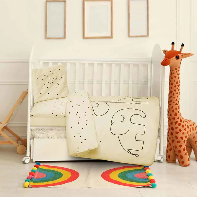 سرویس ملحفه نوزاد 3 تکه فیل و زرافه